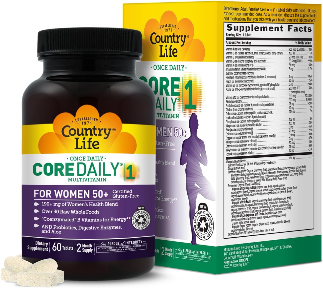 Country Life CORE Daily-1 Multivitamínico para Mujeres 50+