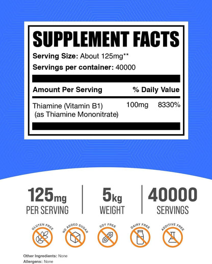 BulkSupplements.com Tiamina Mononitrato en – Dosis diaria de bienestar: Incorporar este polvo de tiamina – Image 2
