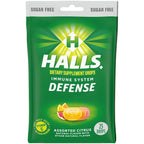 HALLS Defense Vitamin C Drops, Sin Azúcar, Sabor Cítricos, 25 Pastillas