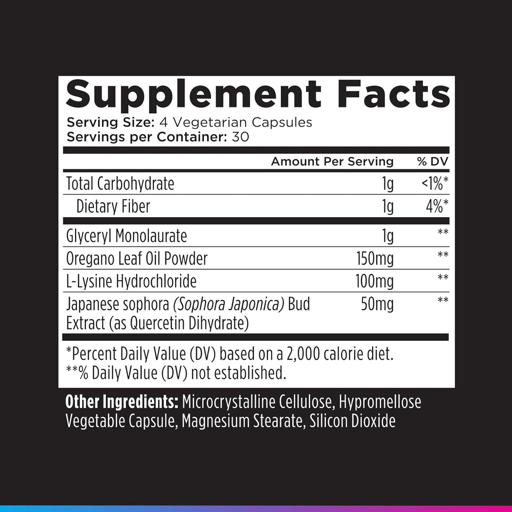 Livingood Daily Immune Support Supplement, 4 en 1 con Aceite de Orégano, Monolaurina, L-Lisina y Quercetina, 120 Cápsulas