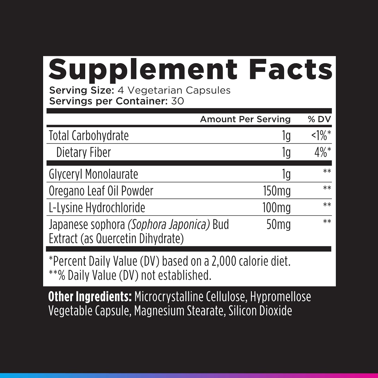 Livingood Daily Immune Support Supplement, 4 en 1 con Aceite de Orégano, Monolaurina, L-Lisina y Quercetina, 120 Cápsulas
