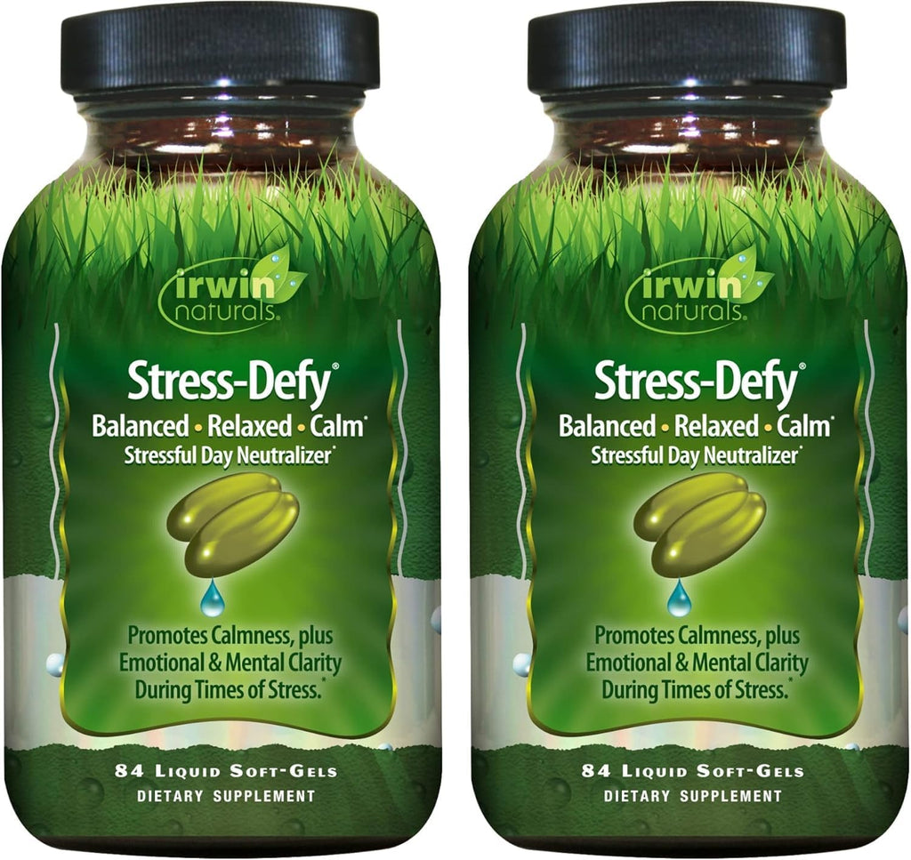 Irwin Naturals Stress-Defy Mood Support – 84 Liquid Soft-Gels – Calma, Equilibrio y Bienestar Emocional