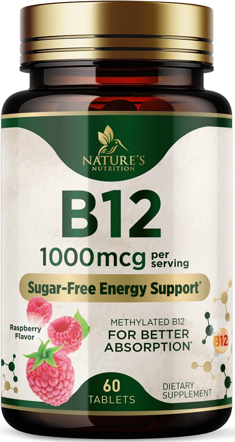 Vitamina B12 1000 mcg Metilcobalamina Comprimidos Masticables - Nature's Nutrition