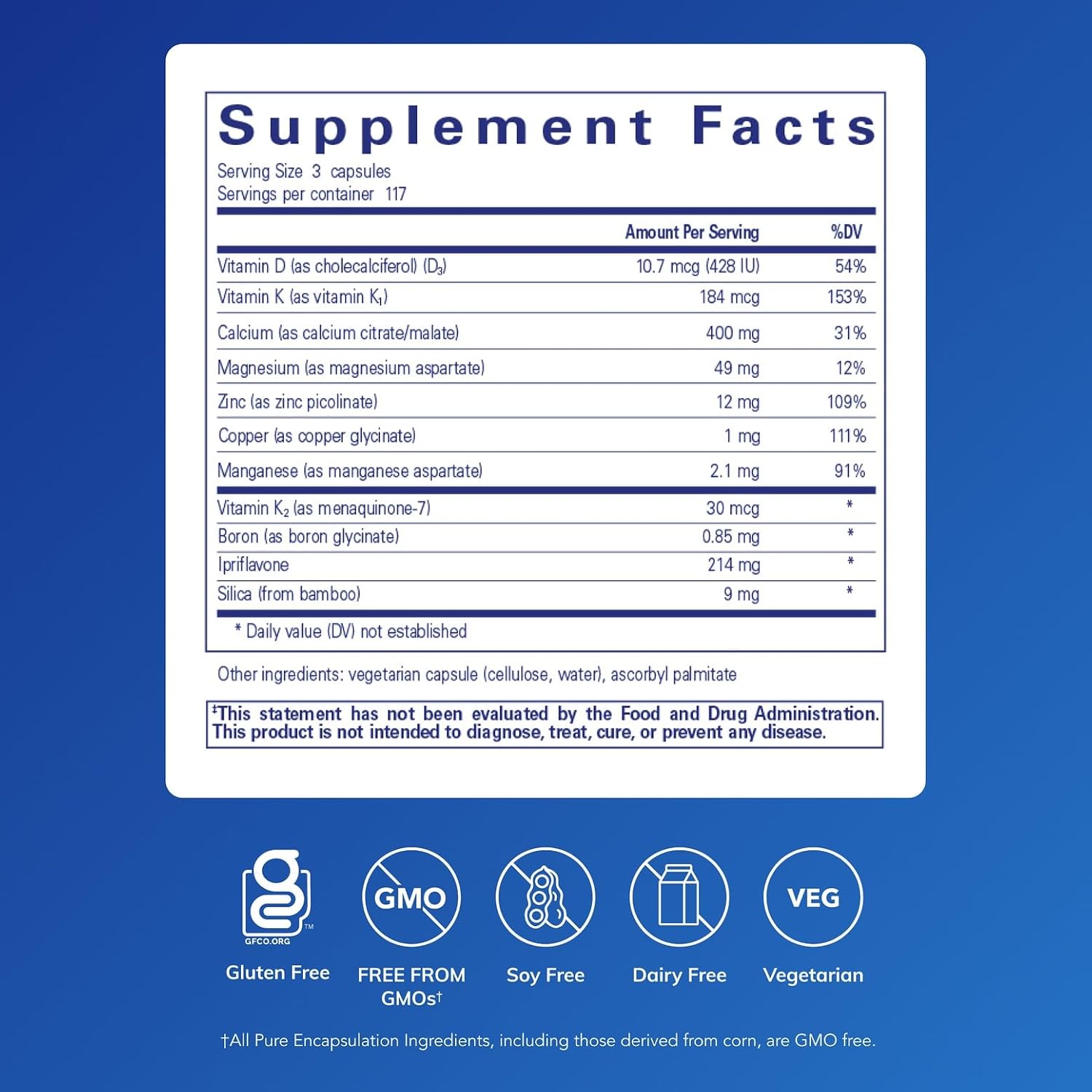 Pure Encapsulations +Cal+ with Ipriflavone | Mineral, Vitamin, and Herbal Supplement for Bone Health | 351 Capsules