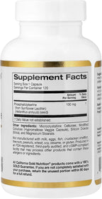 California Gold Nutrition Sunflower Phosphatidylserine, 100 mg, 120 Cápsulas Vegetales