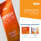 4Life Energy Go Stix Mezcla de bebida de naranja cítrica con aminoácidos, 30 sobres