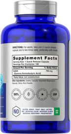 Horbäach GABA 750mg | 180 Cápsulas de Gamma Aminobutírico | Suplemento No Transgénico y Sin Gluten