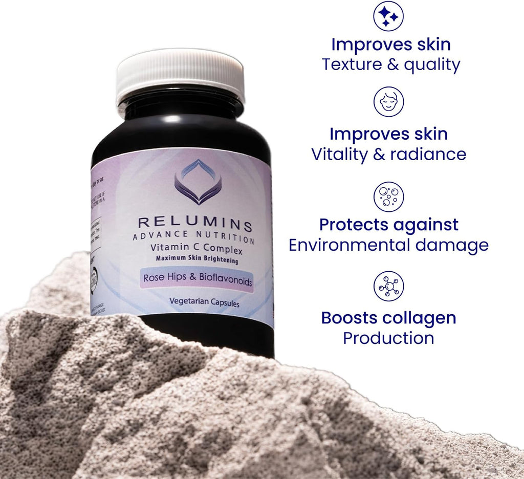 Relumins Advanced Vitamin C con Escaramujo – 1000 mg, 180 Cápsulas x 3 (9 Meses de Suministro)