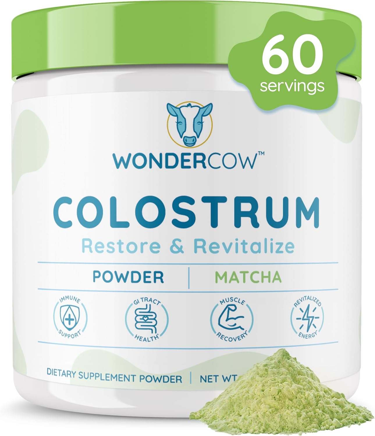 WONDERCOW Calostro en Polvo, Sabor Matcha, 140 g