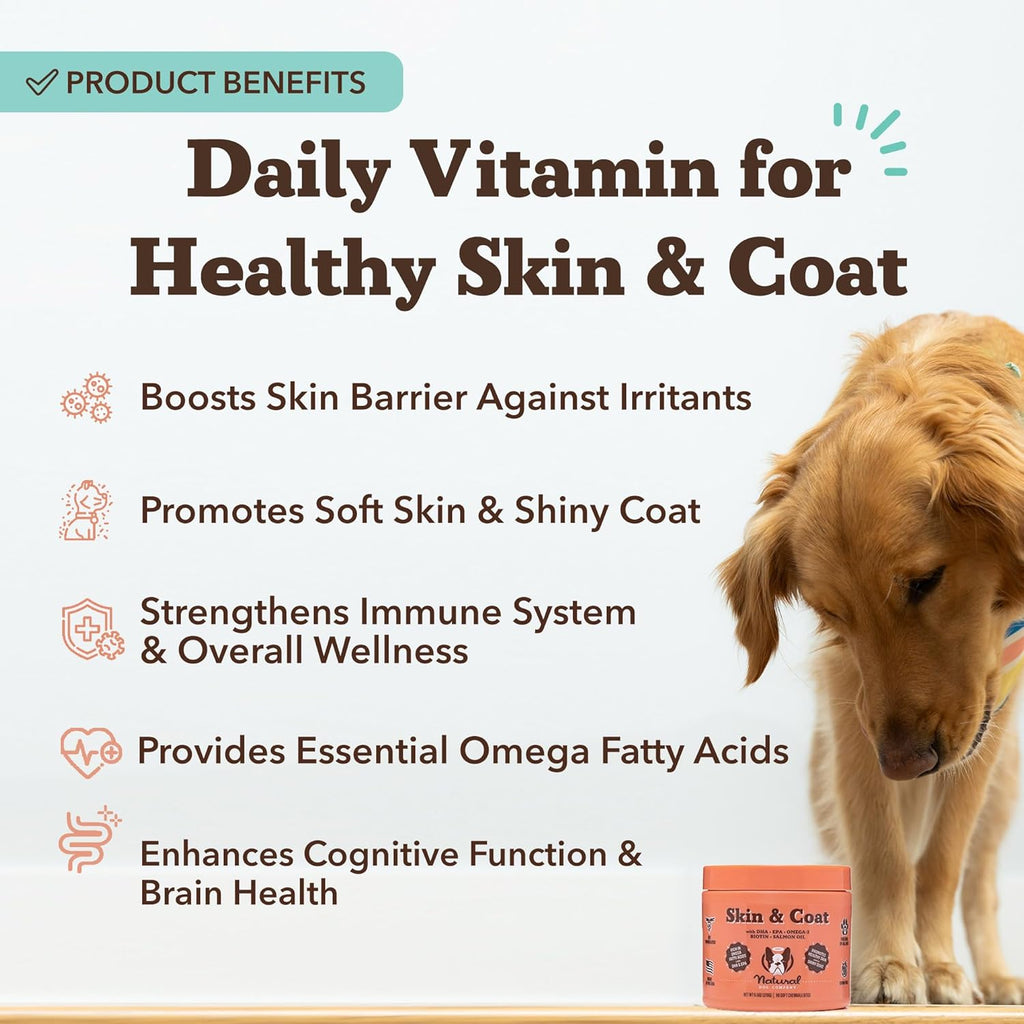 Natural Dog Company – Complemento de Aceite de Salmón Omega 3 para Perros, Piel y Pelaje, 90 masticables