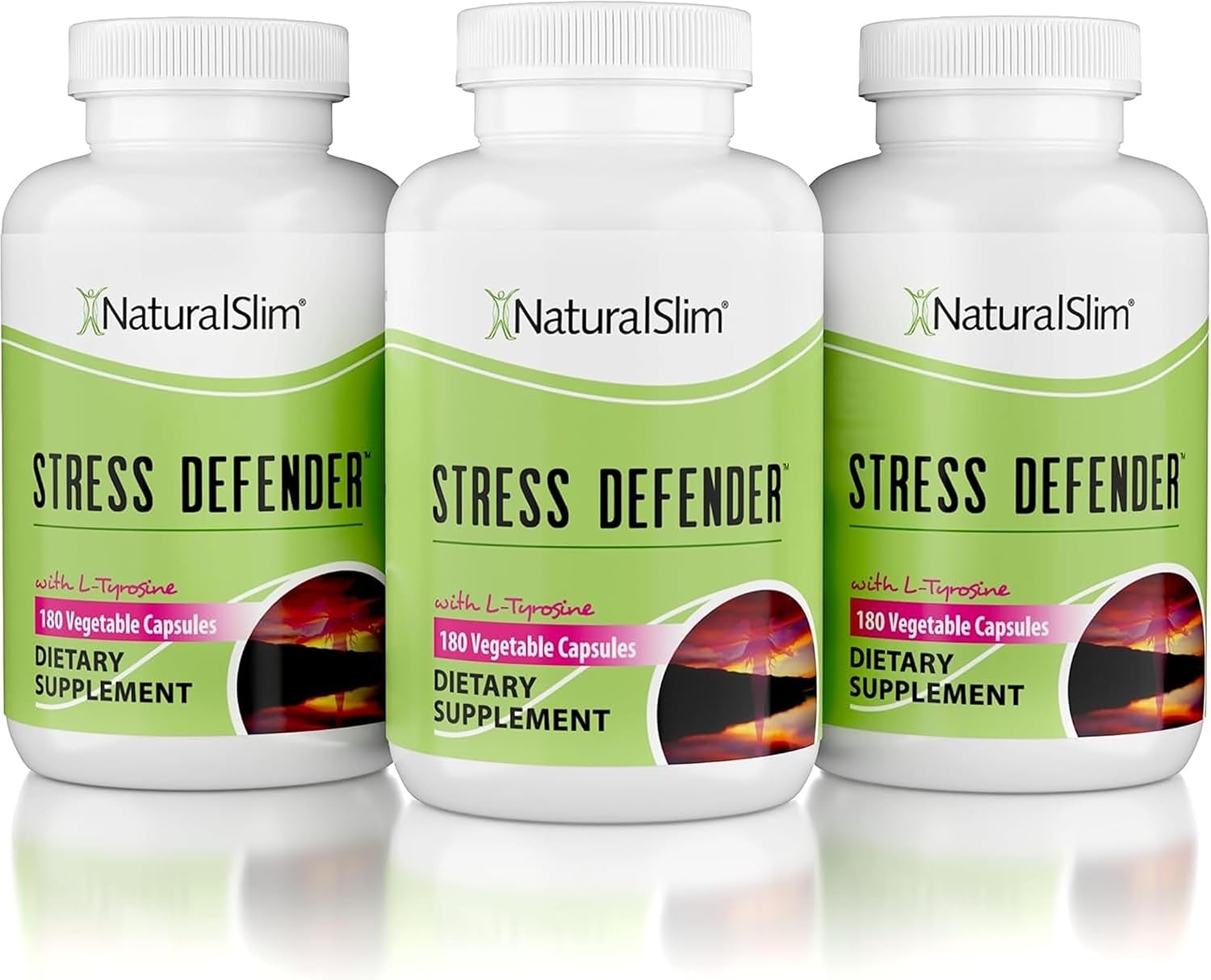 NaturalSlim Stress Defender | Reductor de Cortisol y Alivio del Estrés | Apoyo al Estado de Ánimo, Sueño y Metabolismo | Vitamina B5 y L-Tirosina | 180 Cápsulas Vegetales