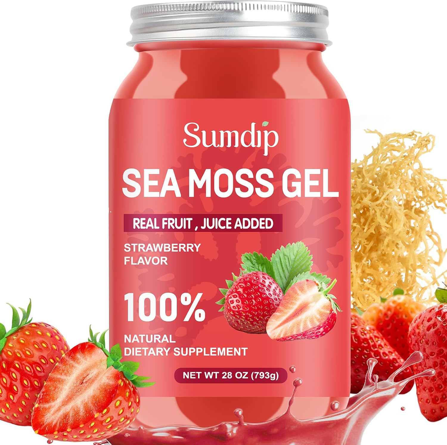 Gel de Musgo Marino 18.5oz - Suplemento Multivitamínico Natural, Sabor Melocotón
