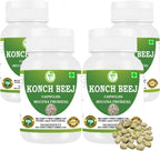 Morsan Kaunch (Konch) Beej Cápsulas – Mucuna pruriens 500 mg – 240 Cápsulas Veganas (Paquete de 4)