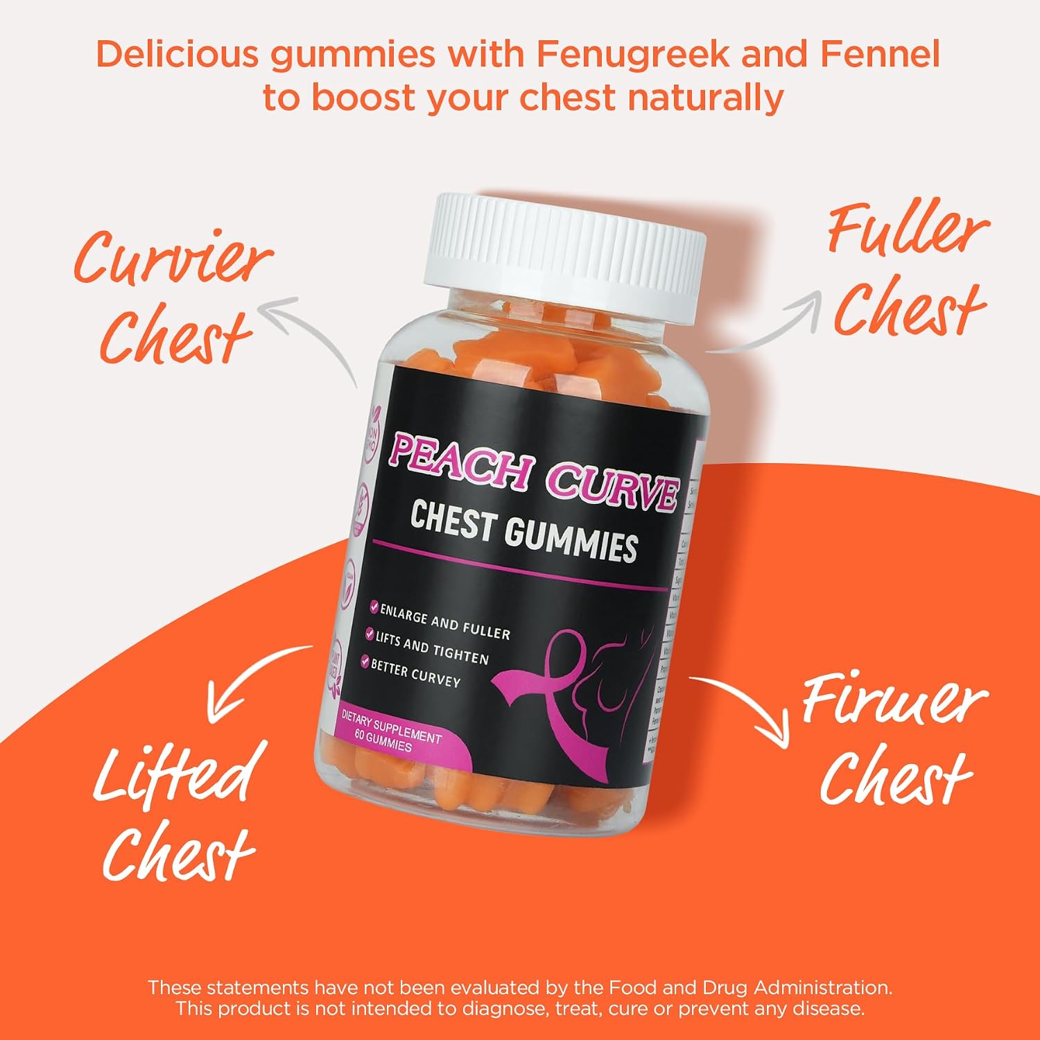 Aromlife Chest Gummies - 60 Gominolas con sabor a melocotón y forma de osito