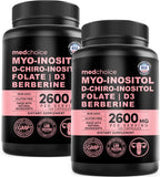 Complemento Complejo de Inositol para Mujeres 14-en-1 – 40:1 Myo y D-Chiro Inositol con Folato, Vitamina D3, Zinc, Magnesio y Botánicos para el Apoyo Hormonal y el Bienestar Femenino – (120 Cápsulas) (Paquete de 2)