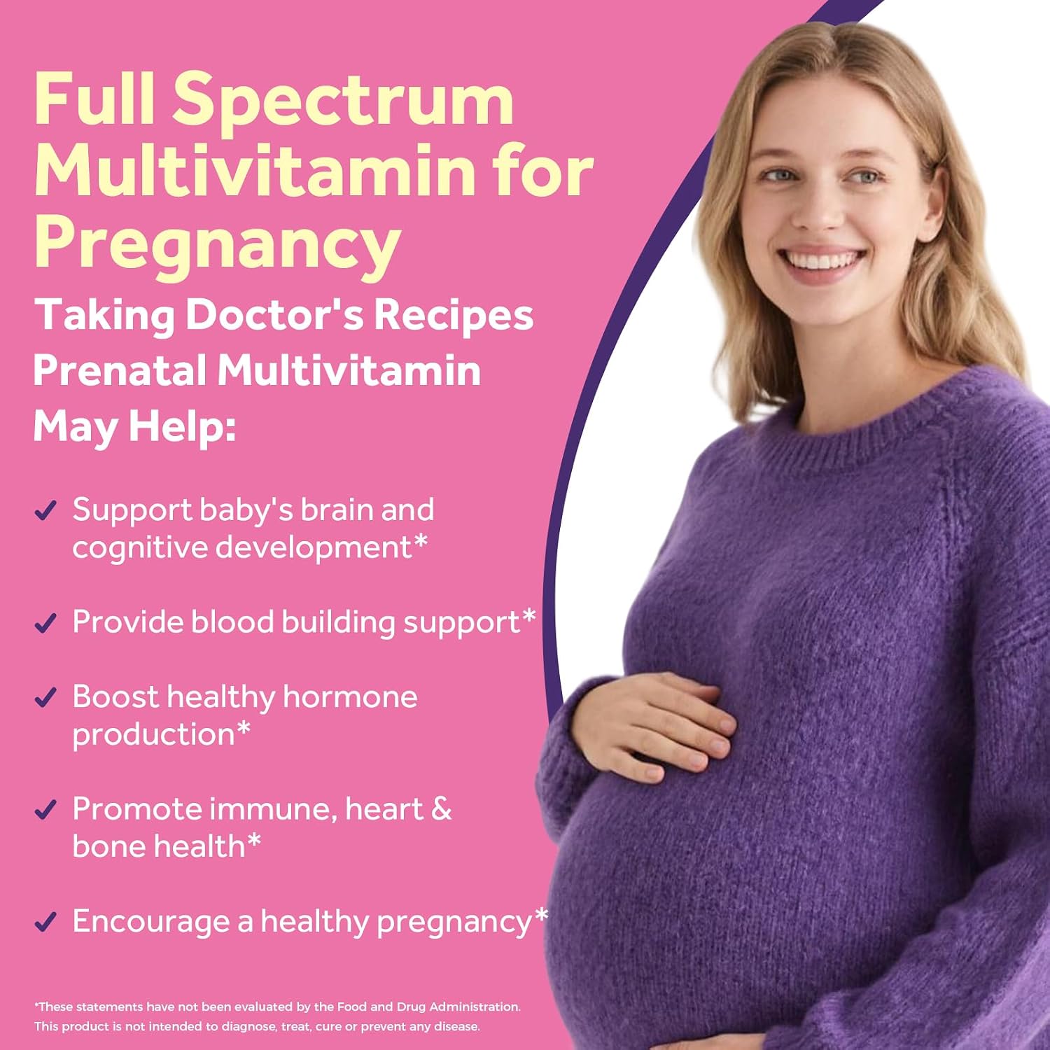 Doctor's Recipes Prenatal Multivitamin with DHA & Folate (L-5-MTHF) for Expecting & Planning Moms, Gentle Comprehensive Nutrient Support, 60 Softgels