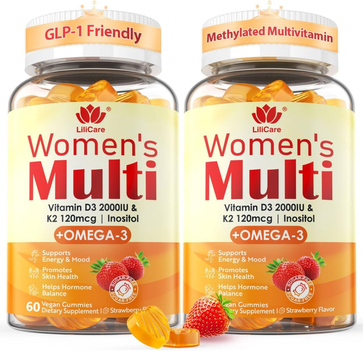 LILICARE Gominolas Multivitamínicas para – Complejo B metilado: Incluye las 8 vitaminas B esenciales (B1, B2, B3, – Image 1