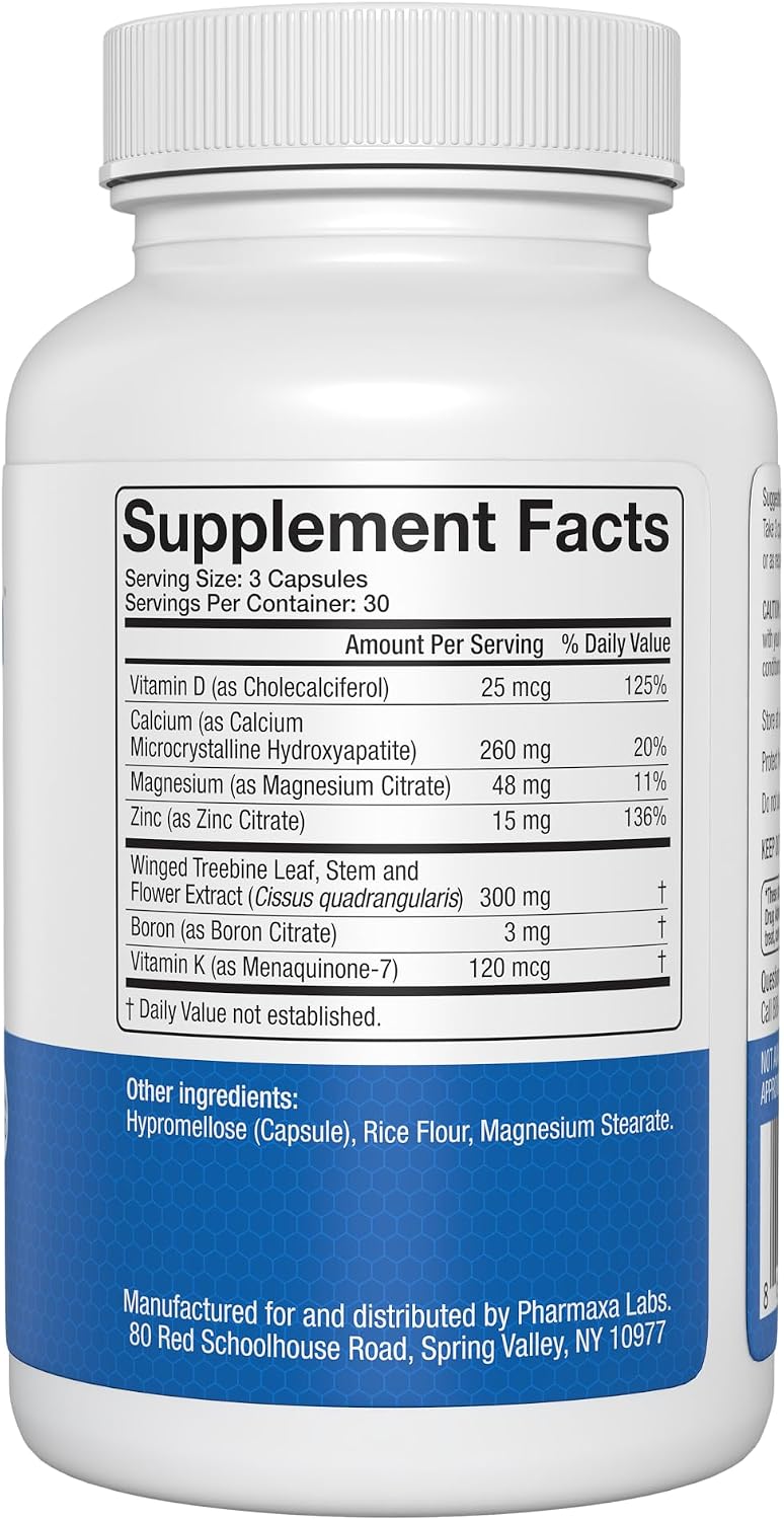 Bonexcin Advanced Bone Support Formula – Calcio, Magnesio, Vitamina D3 y K2 – 90 Cápsulas (Pack de 2)