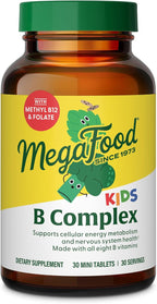 MegaFood Kids Vitamin B Complex – Vitamin B Complex with B12, B6, Folate, Biotin, Zinc, Lemon Balm & L-Theanine – Supports Cellular Energy Metabolism – 30 Mini Tablets