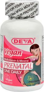 Multivitamínico y Mineral Prenatal Vegano Deva - 90 Comprimidos - Sin Gluten-Sin Lácteos-Sin Levadura-Sin Trigo-