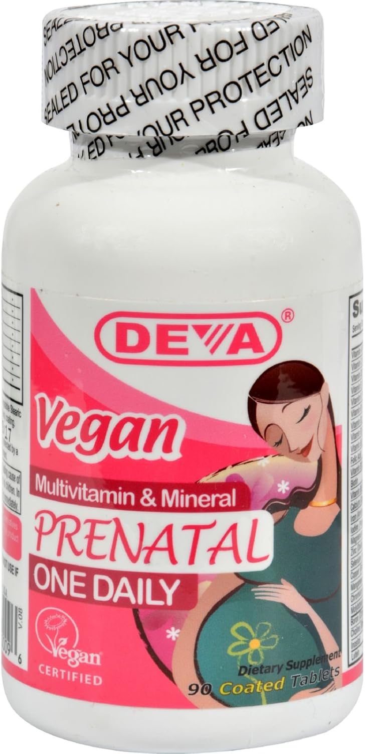 Multivitamínico y Mineral Prenatal Vegano Deva - 90 Comprimidos - Sin Gluten-Sin Lácteos-Sin Levadura-Sin Trigo-