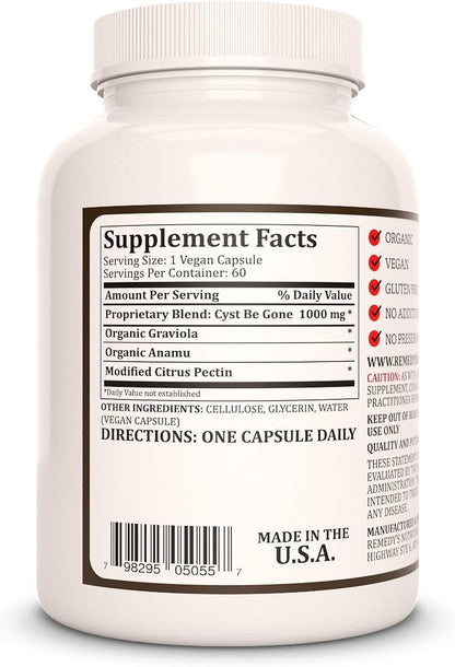 Cyst Be Gone | 1000 mg, 60 Cápsulas Veganas – Graviola (Annona muricata): Árbol frutal cuyas hojas y corteza se – Image 2