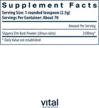 Vital Nutrients Slippery Elm Bark Powder - 2500 mg - Apoyo Gastrointestinal