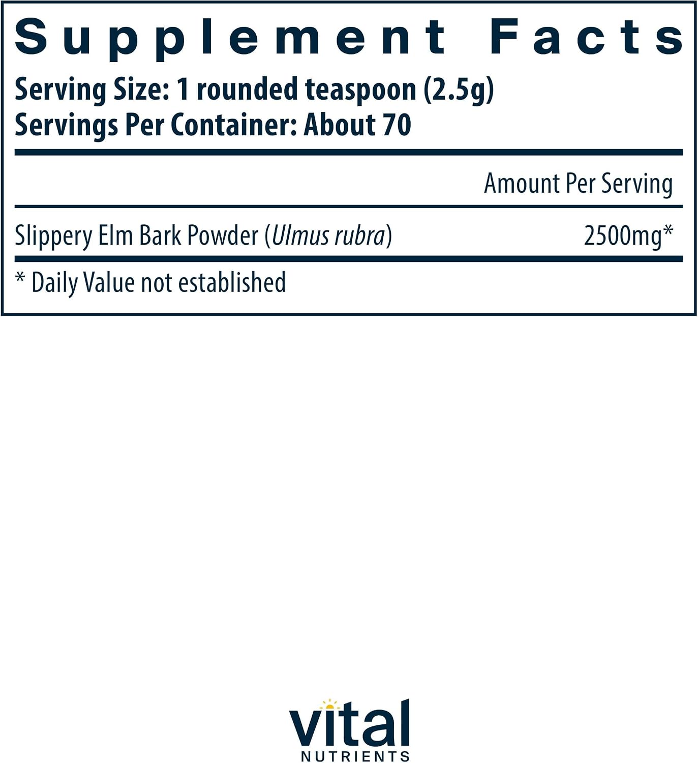 Vital Nutrients Slippery Elm Bark Powder - 2500 mg - Apoyo Gastrointestinal