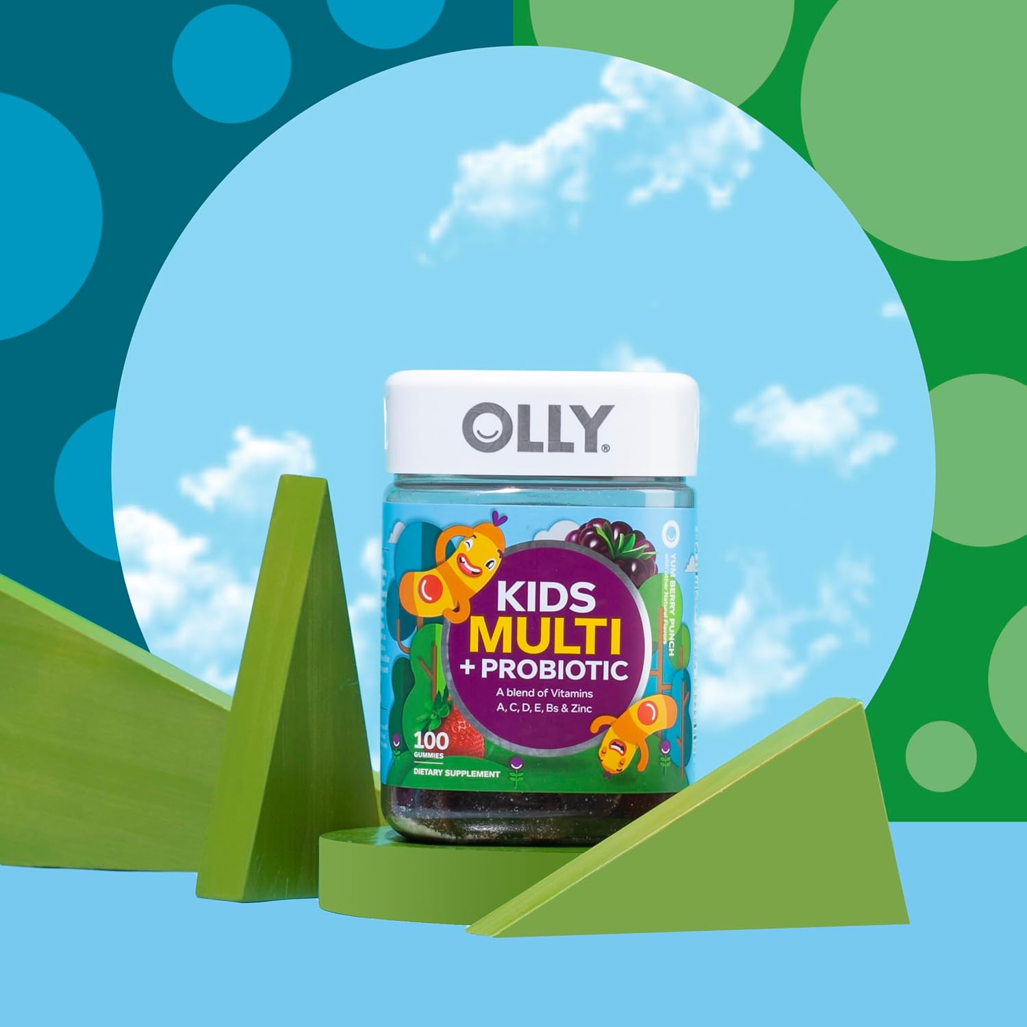 OLLY Kids Multivitamin & Probiotic Gummy – Gomitas Multivitamínicas con Probióticos para Niños, Sabor Bayas, 100 unidades