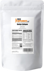 BulkSupplements.com Péptidos de Colágeno en Polvo - Colágeno Bovino Hidrolizado, Sin Sabor, 11 g por ración, 1 kg