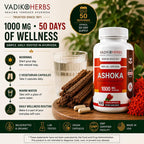 Vadik Herbs Cápsulas de corteza de Ashoka orgánica - 1000mg
