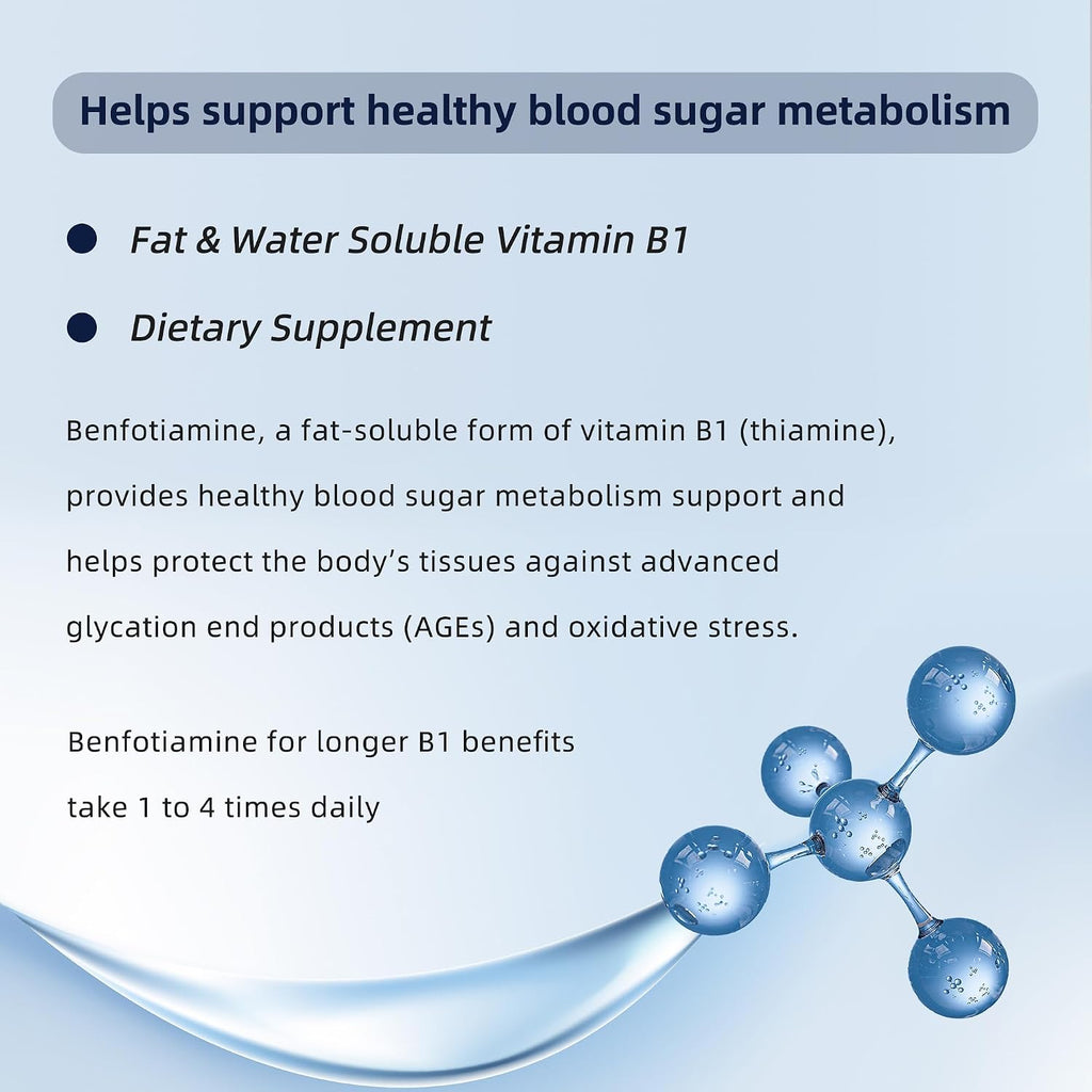 Vitamin B1 500mg con Benfotiamina 20mg, 120 Cápsulas – Complejo B-1 2 en 1