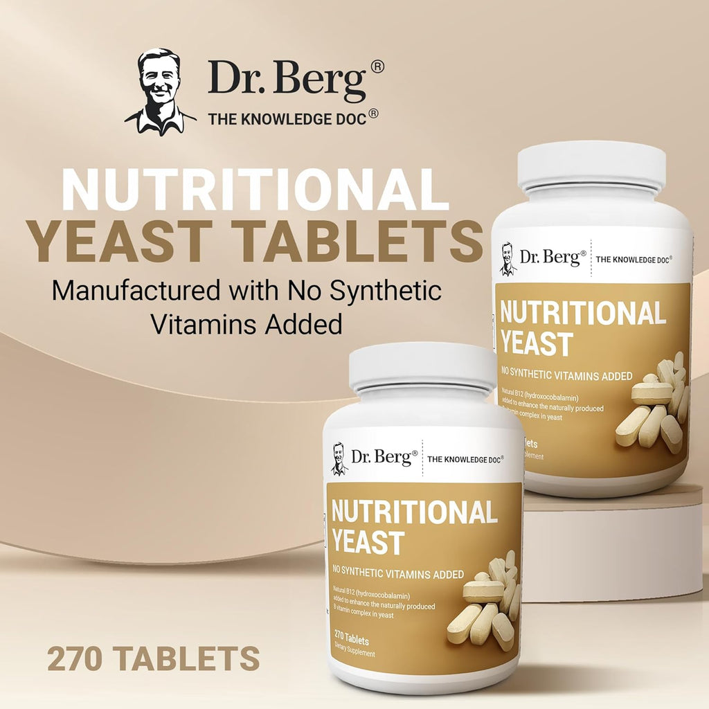 Dr. Berg Nutritionals Comprimidos de Levadura Nutricional con Vitamina B12 – Complejo B Completo – Sabor Vainilla Orgánica – 270 Comprimidos Veganos