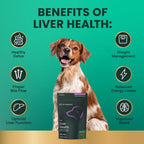 VetriScience Suplemento Hepático para Perros con Cardo Mariano, Alcachofa y Cúrcuma – 60 Masticables Sabor Pollo