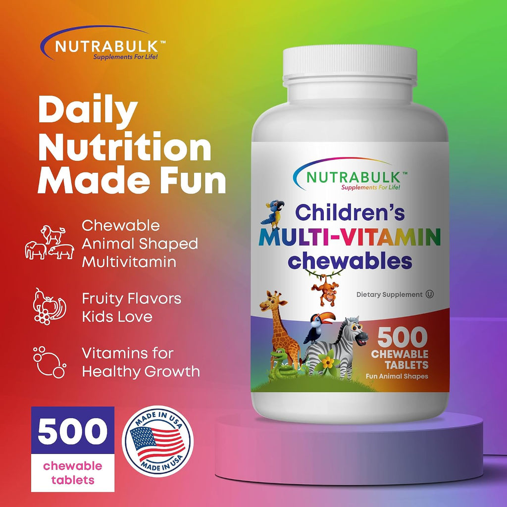 Multivitamínico Infantil Masticable NutraBulk - 500 Comprimidos Sabor Cereza