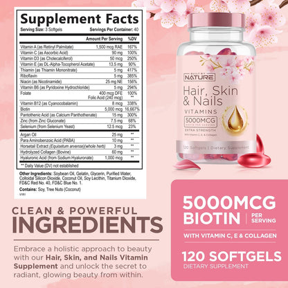 Built by Nature Vitaminas para Cabello, Piel – La biotina contribuye al funcionamiento normal del sistema nervioso. – Image 2