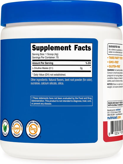 Nutricost L-Citrulina Malato 2:1 (300 g) (Sabor Strawberry Kiwi) – Image 5