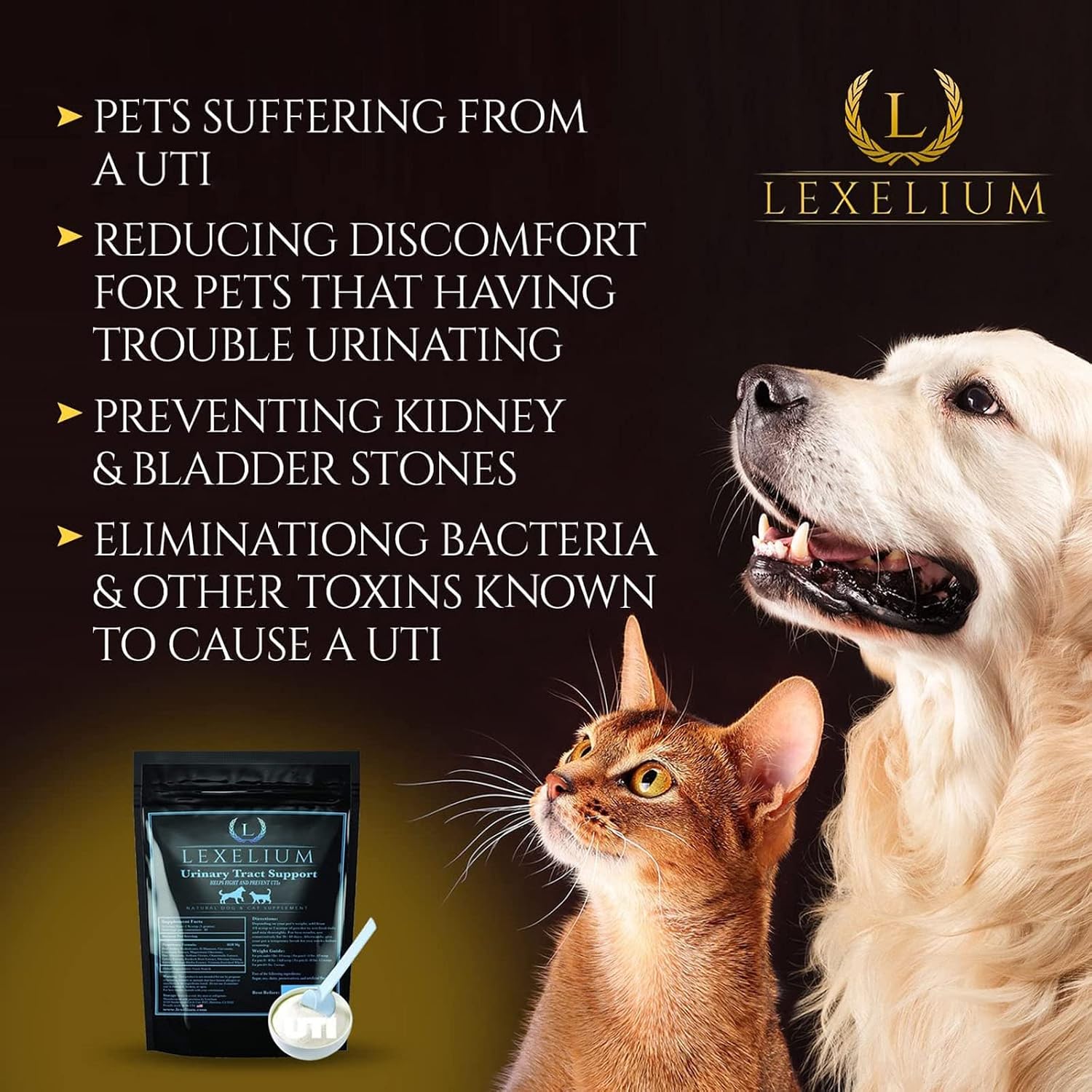 Lexelium Suplemento Orgánico para el Tracto Urinario de Perros y Gatos - con Arándano Rojo, D-Manosa y Cúrcuma - 200 g