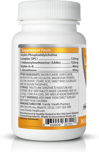 Comprehensive Liver Supplement (2 Pack - 60ct), Combining SAMe, SPC, Silybin A+B, Glutathione, Chew Tabs for Dogs 30Ct (2X – Image 3