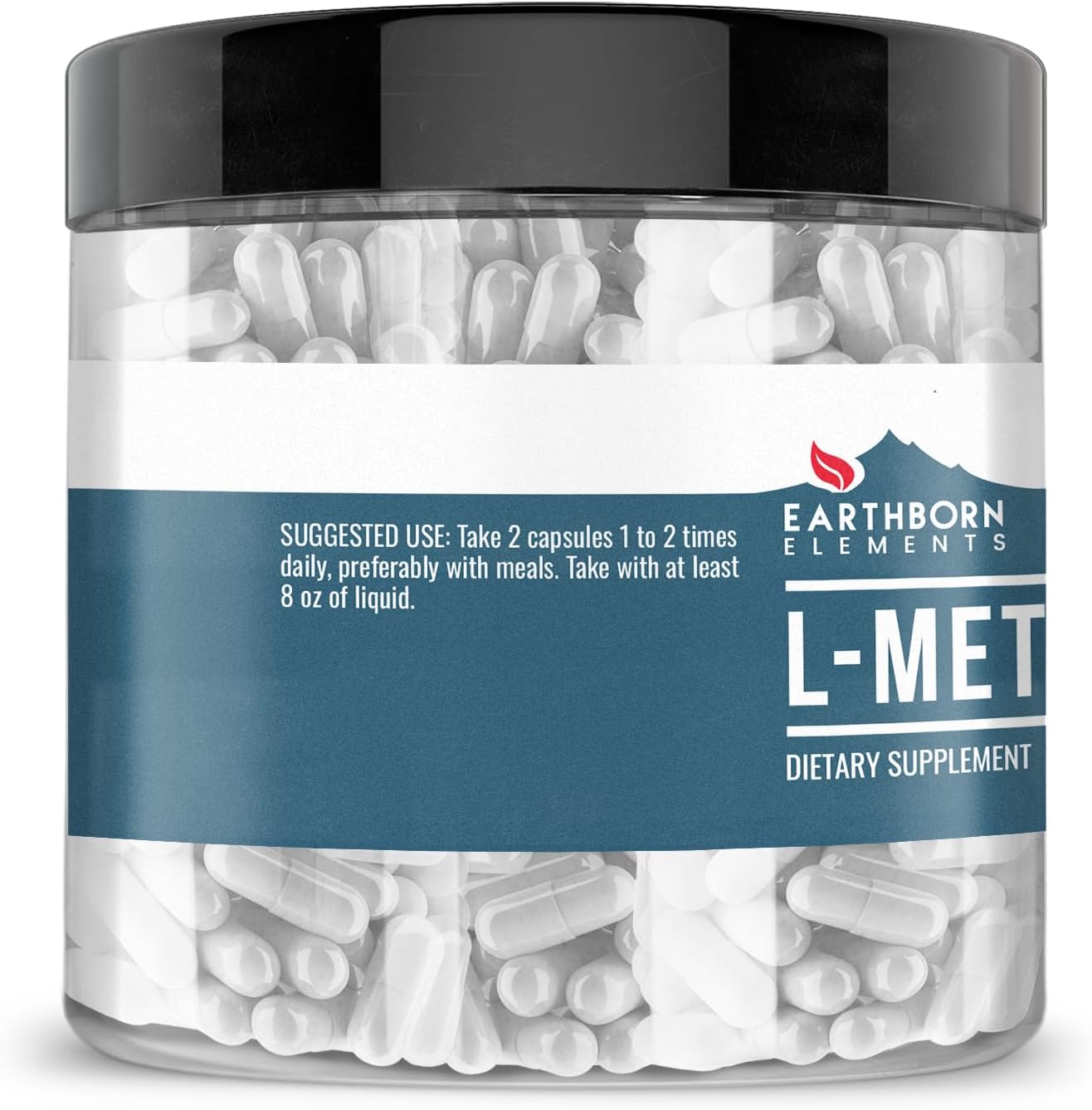 Earthborn Elements L-Metionina 200 Cápsulas, Puro y Sin Diluir, Sin Aditivos