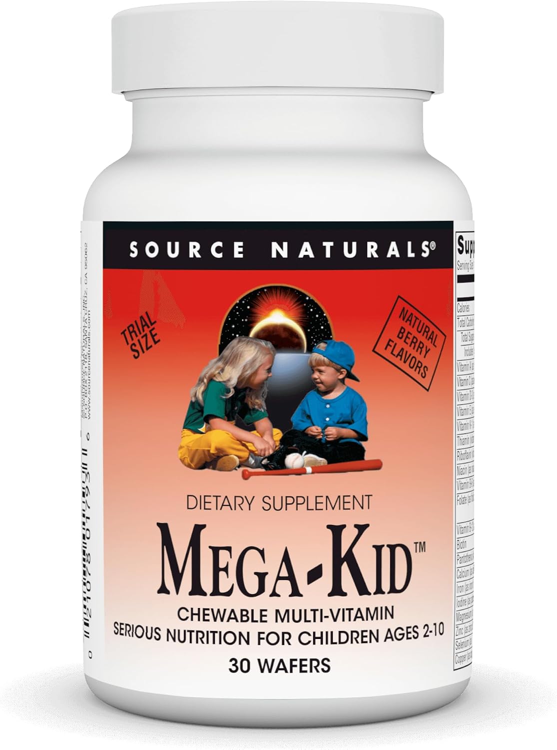 Source Naturals Mega-Kid Chewable Children's Multivitamin, Natural Berry Flavor - 60 Wafers
