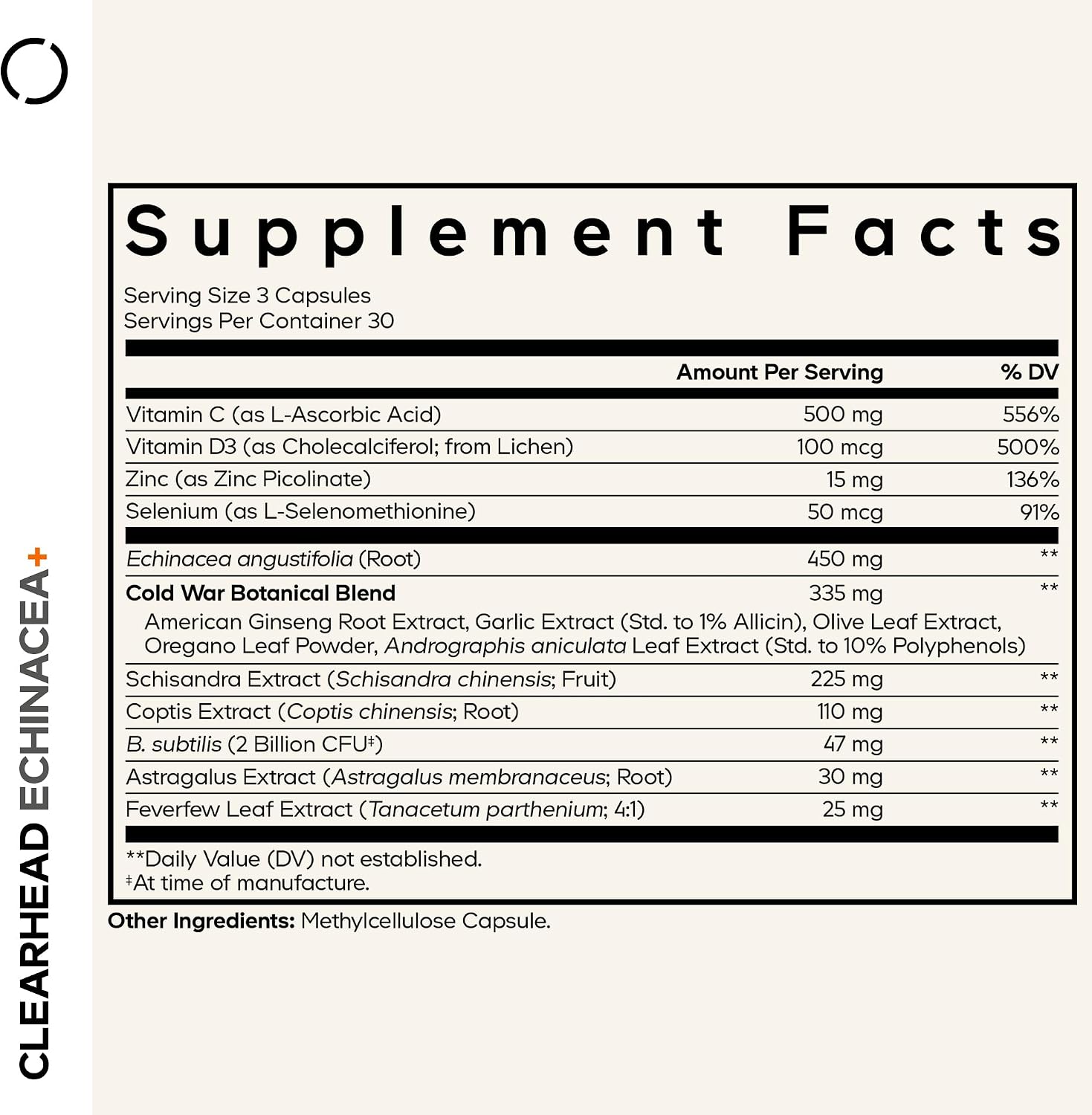 Codeage Clearhead Echinacea+ - Suplemento Herbal con Equinácea, Ginseng y Tanaceto, 90 Cápsulas