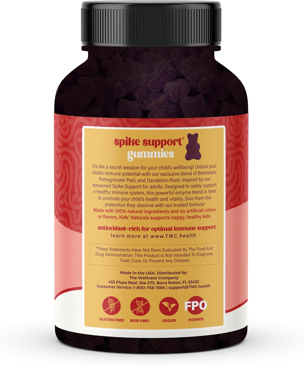 Kids Naturals Spike Support Gummies – Bienestar durante todo el año con Vitamina C, D y Zinc | 60 gominolas (1 mes)