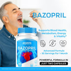 (Pack de 3) Cápsulas Bazopril - Fórmula Avanzada Oficial para el Apoyo al Equilibrio de la Salud Sanguínea, Suplemento Natural para el Bienestar General, 180 Cápsulas para 3 Meses