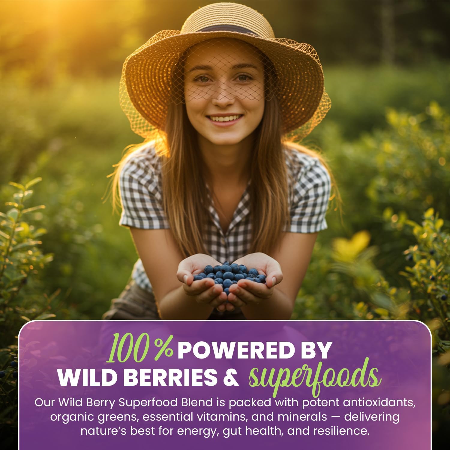 Greens+ Advanced Multi Wild Berry - Polvo de Superalimentos Orgánico con Vitaminas y Minerales, 267 g
