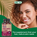 DEVA Vegan Hair, Skin, & Nails Supplement with Biotin, 90 Tablets