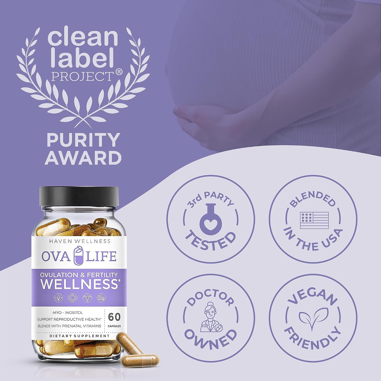 Ovalife Suplemento de Fertilidad para Mujeres - Equilibrio Hormonal y Apoyo Ovárico - 60 Cápsulas - Vitaminas con Folato para la Concepción y Ovulación - 22 Nutrientes Clave
