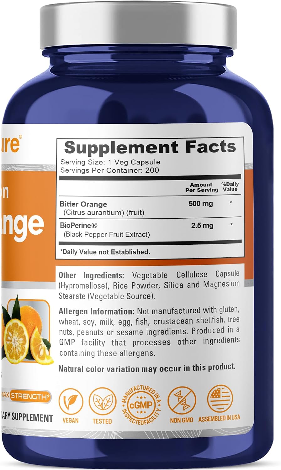 NusaPure Naranja Amarga - 500mg 200 Cápsulas Veganas