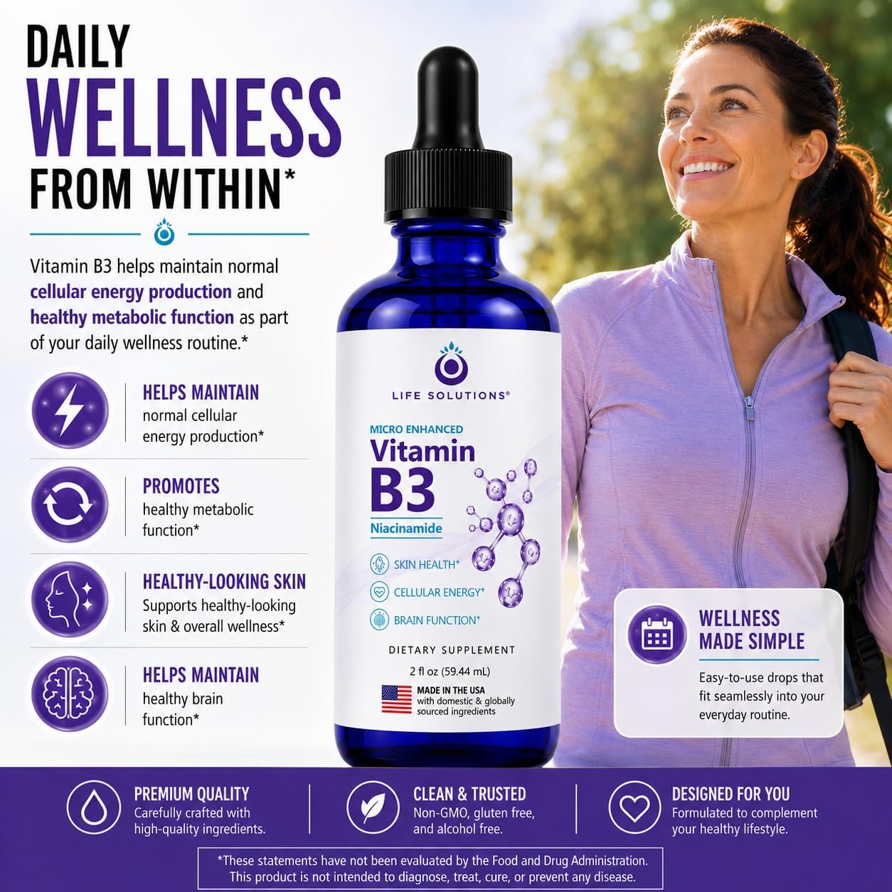 Life Solutions Gotas de Vitamina B3 Niacinamida 60 ml | Suplemento Sin Sofocos