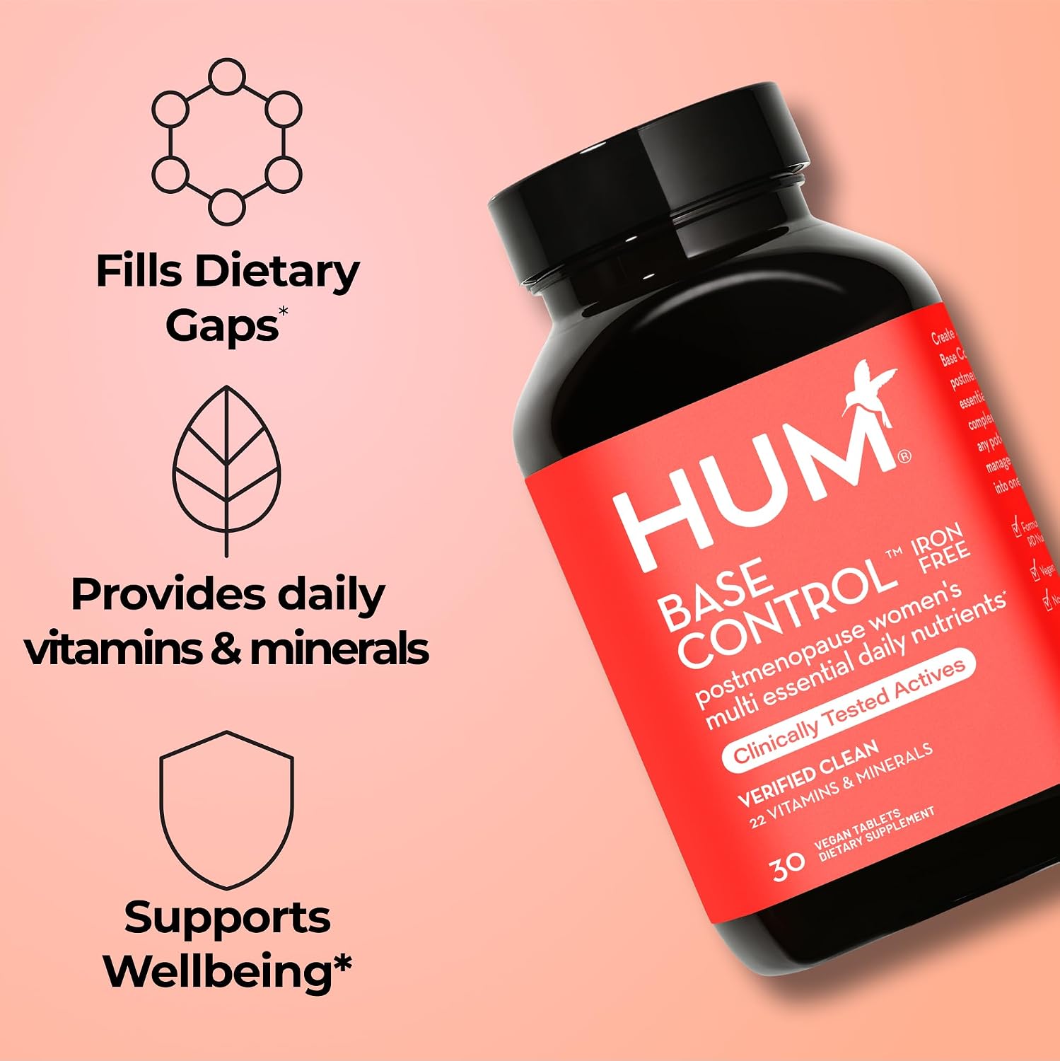 HUM Base Control Multivitamínico para Mujeres, con Vitamina C, Biotina, Zinc, Complejo B - 30 Cápsulas
